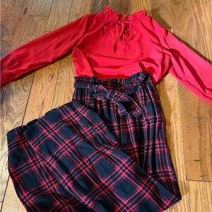 Girls Holiday Plaid Pant Set Size 7/8